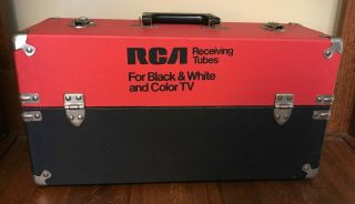 Large Black & Red Rca Vintage Radio Tv Vacuum Tube Repairman Caddy Carrying Case