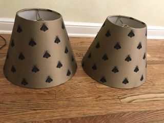 VINTAGE FREDERICK F COOPER LAMPS PAIR SHADES BLACK GOLD COPPER HONEY BEES MARKED 3