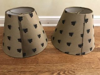 VINTAGE FREDERICK F COOPER LAMPS PAIR SHADES BLACK GOLD COPPER HONEY BEES MARKED 4