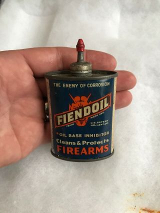 Vintage Handy Oiler Gun Oil Can Tin Lead Top Fiendoil Firearms Household Oil
