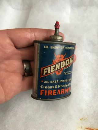 Vintage Handy Oiler Gun Oil Can Tin Lead Top Fiendoil Firearms Household Oil 2