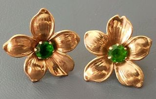 Vintage Estate 14k Yellow Gold Screwback Flower Earrings 5.  31 Grams