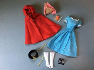 Vintage " Barbie/ken " 0880 Little Red Riding Hood And Wolf Outfits Complete