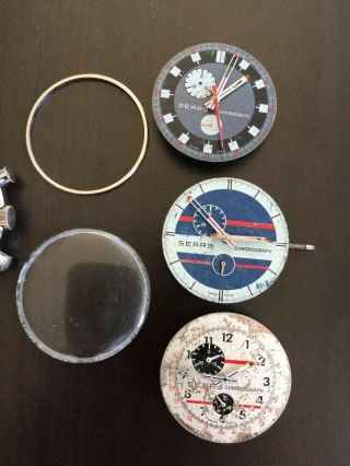 Vintage Heuer Leonidas Sears Chronograph Watch & 3 Extra Movements Parts/Repair 7