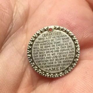 Victorian Love Token Silver Engraved Lords Prayer Charm