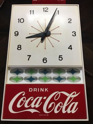 Vintage 1960`s Drink Coca - Cola Advertising Clock.  Soda Sign