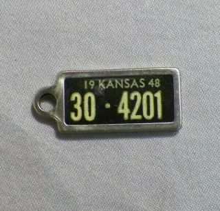 Old Vtg 1948 Kansas Dav Tag 30 - 4201 Disabled American Veterans Keychain D A V