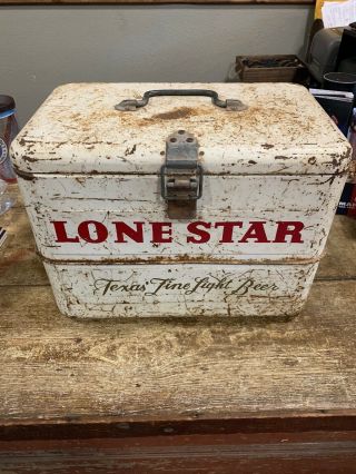 Rare Vintage 1940 - 50s Lone Star Beer Cooler Ice Chest San Antonio Texas Pearl
