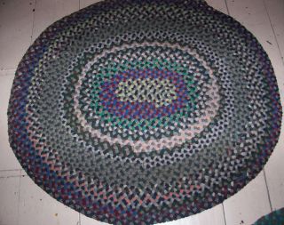 Reserve For Donnanns Vintage Antique Hand Made Braided Rug 40 " X 45 "