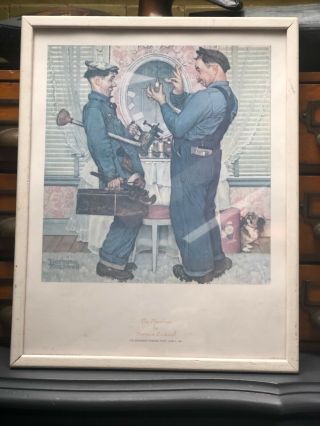 Vintage 1973 Norman Rockwell Picture The Plumbers
