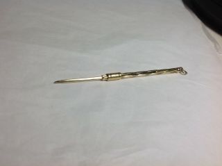 Rare Tiffany & Co Retractable/sliding Toothpick Solid 14k Yellow Gold " Signed "