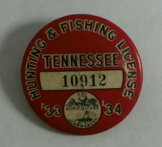 Vintage 1933 1934 Tennessee Hunting And Fishing License