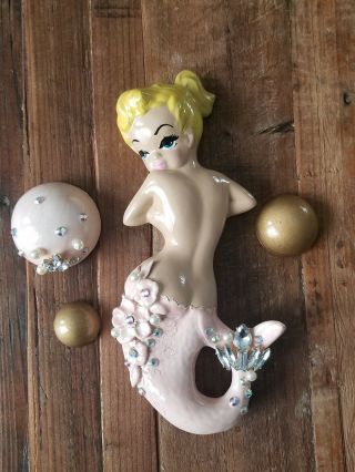 Rare Vintage Mermaid Pinup Ceramic Mermaid Wall Plaque One Of A Kind Figurine