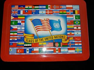 1954 Flag - O - Rama Vintage Metal Lunch Box With Thermos Rare