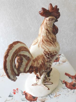 VINTAGE PENNSBURY POTTERY ROOSTER 127 BROWN LARGE 11 3/4 