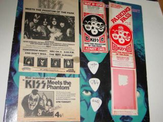 Kiss 1978 5 - 19 - 78 Magic Mountain Phantom Show Guitar Pick Set & Tickets - Rare