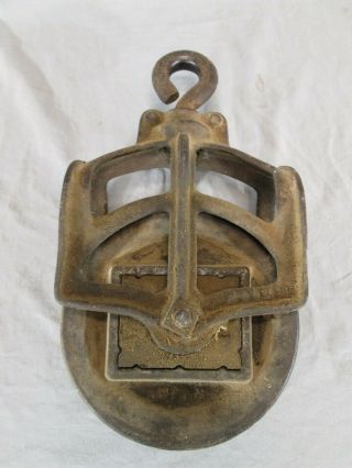Vintage 6 " Cast Iron Barn Pulley With Wood Insert