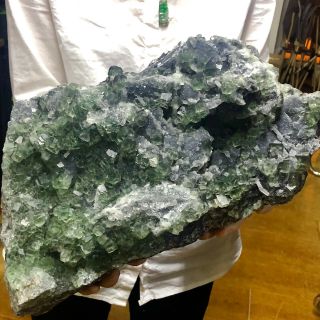 16.  56LB Rare Translucent Green CubeFluorite Mineral Specimen/ChiTC676 11