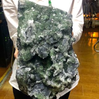 16.  56LB Rare Translucent Green CubeFluorite Mineral Specimen/ChiTC676 12
