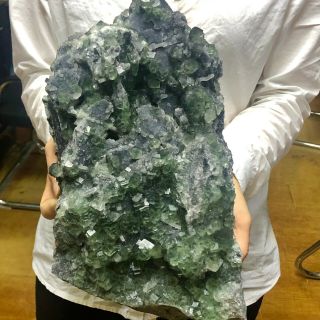 16.  56LB Rare Translucent Green CubeFluorite Mineral Specimen/ChiTC676 2