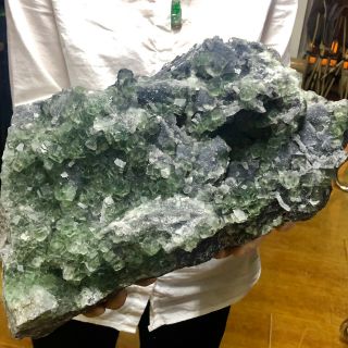 16.  56LB Rare Translucent Green CubeFluorite Mineral Specimen/ChiTC676 6