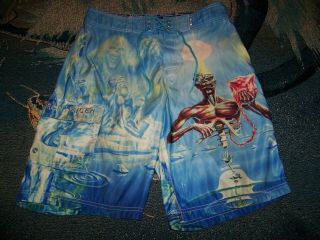 Vintage Iron Maiden Seventh Son Of A Dragonfly Swim Trunks Surf Board Shorts 30