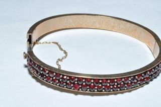 Vintage Bohemian Garnet Stone Set Bangle Bracelet