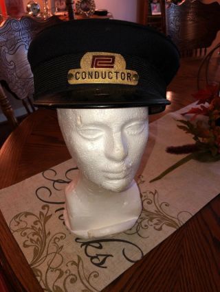 Pc Penn Central York Vintage Grossman Pcrr Railroad Conductor Hat Cap Badge