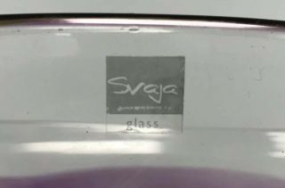 LARGE VINTAGE CLEAR YELLOW PURPLE HEAVY 5.  5KG SIGNED SVAJA GLASS BOWL RETRO 42cm 7