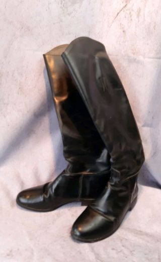 Vintage Tall Leather Riding Boots,  Made In Usa Black Equestrian Dressage