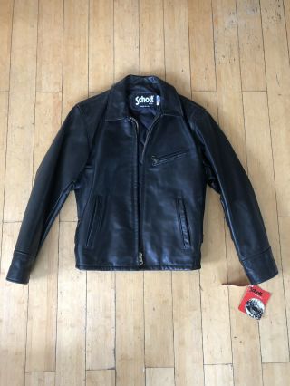 Schott Vintage Cafe Racer Leather Motorcycle Jacket Size 36