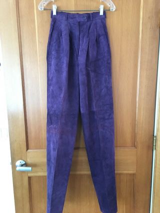 Ysl Yves Saint Laurent Rive Gauche Purple Suede Vintage Pants Size Small