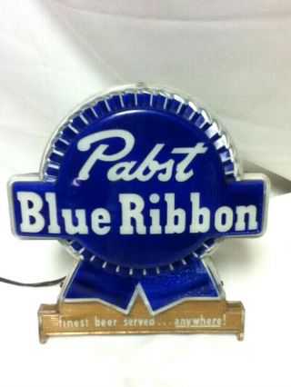 Pabst Beer Sign Blue Ribbon Lighted Counter Topper Light Vintage Bar Pbr Old Mu7