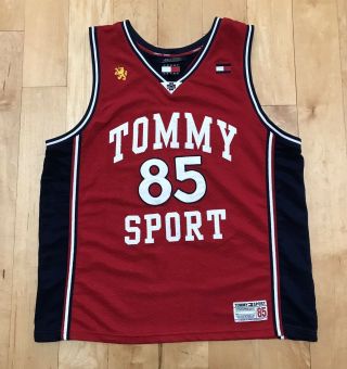 Vintage Tommy Hilfiger Sport 85 Basketball Jersey Shirt Sewn Streetwear Red (l)