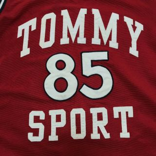 Vintage Tommy Hilfiger Sport 85 Basketball Jersey Shirt Sewn Streetwear Red (L) 3