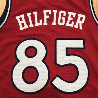 Vintage Tommy Hilfiger Sport 85 Basketball Jersey Shirt Sewn Streetwear Red (L) 4
