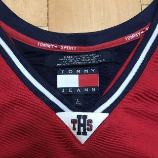 Vintage Tommy Hilfiger Sport 85 Basketball Jersey Shirt Sewn Streetwear Red (L) 8
