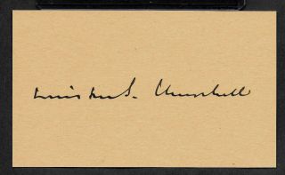 Winston Churchill Autograph Reprint On Period 1943 3x5 Card