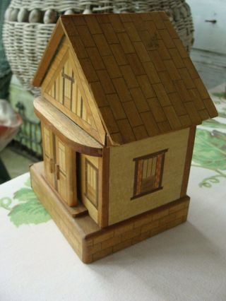Vintage Made in Japan Wooden Puzzle Box House Secret Hiding Places 2 Keys 3