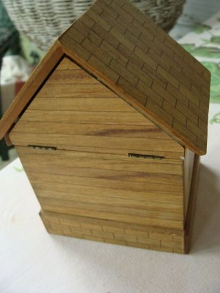 Vintage Made in Japan Wooden Puzzle Box House Secret Hiding Places 2 Keys 5