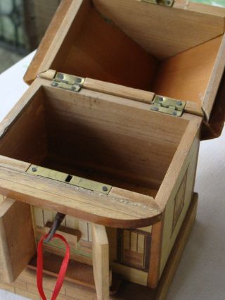 Vintage Made in Japan Wooden Puzzle Box House Secret Hiding Places 2 Keys 8