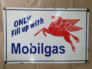Mobil Gas Pegasus Vintage Porcelain Sign 23 X 15 Inches