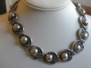 Vintage 1940s / 50s Modernist Sterling Silver Necklace Taxco Mexico