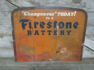 Rare Vintage Thick Metal Firestone Battery Display Advertising Sign