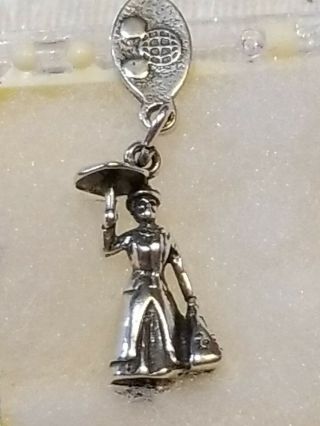 Vintage Sterling Mary Poppins Silver Bracelet Charm Walt Disney Productions