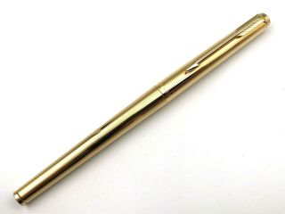 Fine Vintage C1979 Parker 180 Imperial 18k Gold Plated Fountain Pen 14k Xf - M Nib