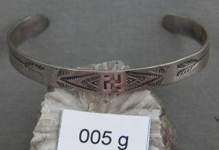 Early Indian Tourist Bracelet,  Stamped,  Whirling Logs,  Arrow,