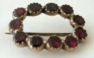 LARGE ANTIQUE GEORGIAN ROSE GOLD & FLAT CUT BOHEMIAN GARNETS BROOCH 2