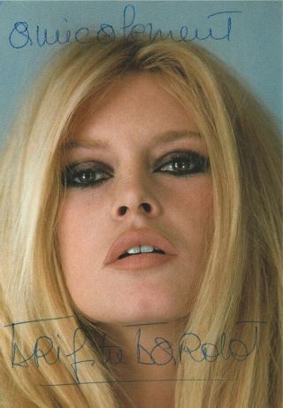 Brigitte Bardot - Terrific Hand Signed French Vintage Postcard
