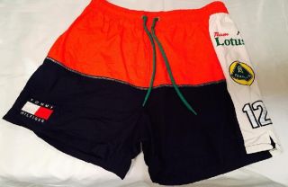 Tommy Hilfiger Lotus F1 Mens Swim Trunks Shorts Vintage Rare Small Not Worn